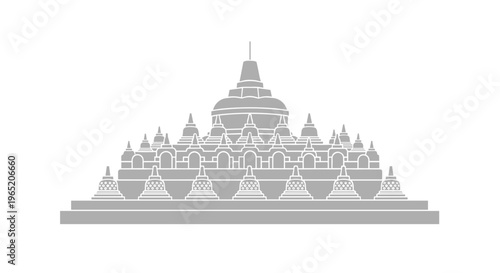 Buddhist temple architectural illustration.