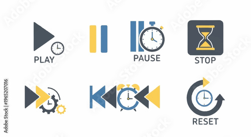 Collection of media player control icons.