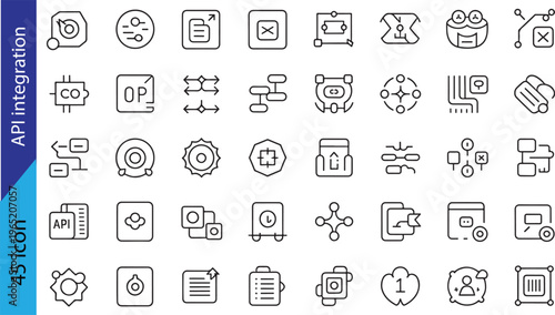 API Integration Icon Set Outline Vector