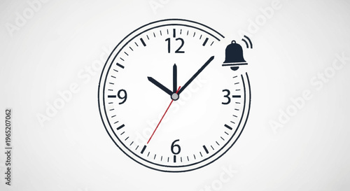 An analog clock with alarm ringing.