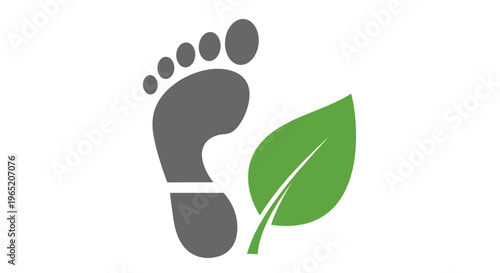 Footprint with green leaf symbol.