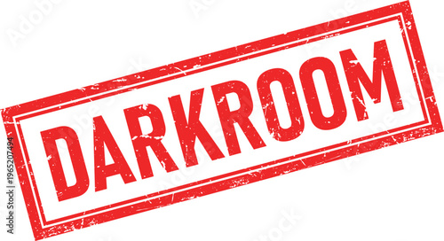 Distressed Red Rectangular Rubber Stamp with DARKROOM Text Impression on White