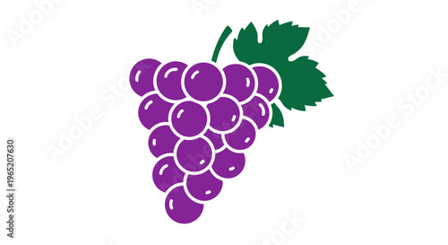 Purple Grapes with Green Leaves.