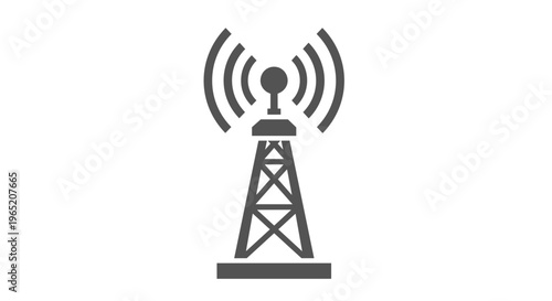 Radio Tower Broadcasting Signal Icon.