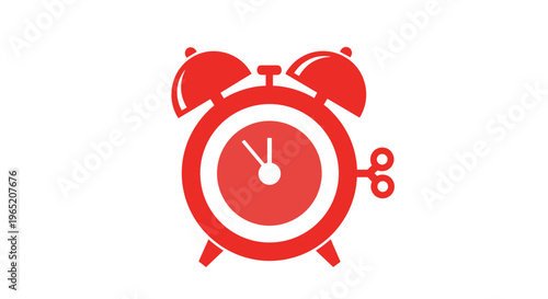 Red Alarm Clock Icon Graphic.