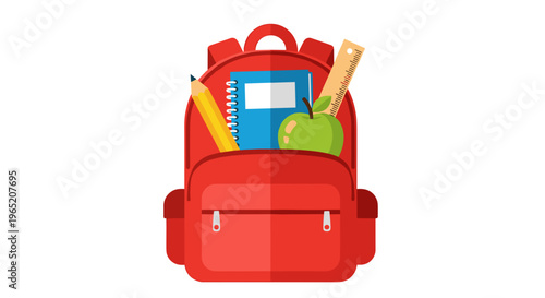 Red Backpack with School Supplies 1.