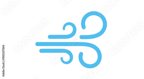 Weather Wind Symbol Blue Icon.