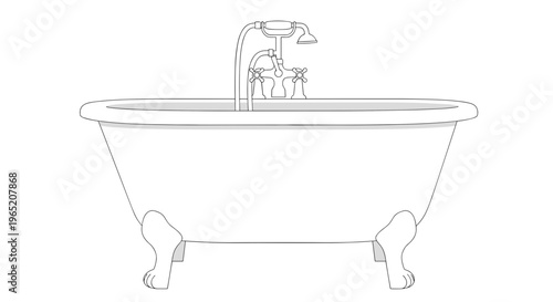 Vintage clawfoot bathtub with faucet.