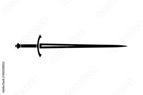 Clean medieval sword silhouette vector, a powerful symbol of historical strength, ancient valor, and chivalric combat. Versatile graphic for designs