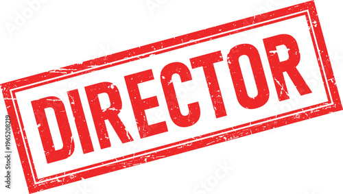 Red Distressed Rubber Stamp with the Word Director Isolated on White
