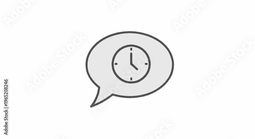 A clock icon inside a speech bubble.