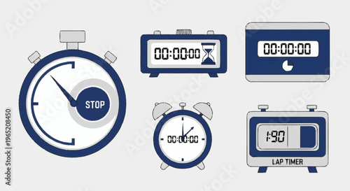 Collection of stopwatch and timer icons.