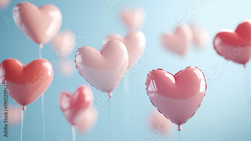 Heart-Shaped Balloons Floating in the Air