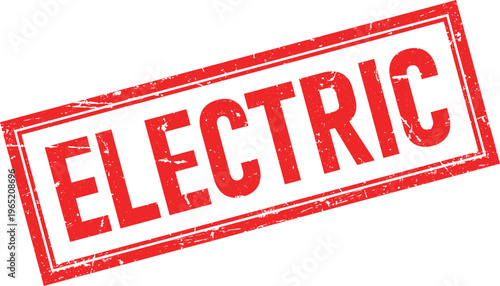 Red Distressed Rubber Stamp with the Word ELECTRIC on Transparent Background