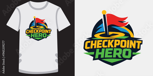 Checkpoint hero golf video game t shirt design for players.