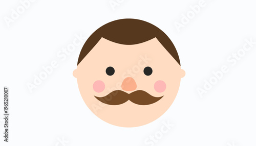 Cartoon Man with Mustache Facial Expression.