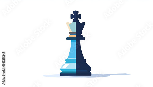 Half light and half dark chess king piece cartoon vector illustration