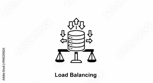 Load balancing concept with server and scales.