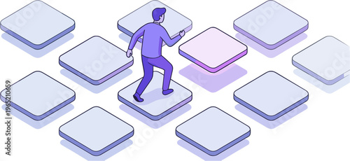 A person steps on a square tile surrounded by similar tiles.