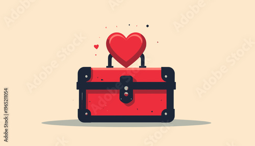 Red Treasure Chest with Heart Emerging.