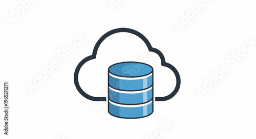 Cloud storage and database illustration.