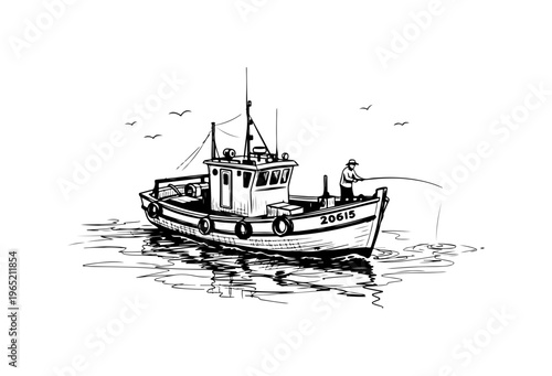 Classic Fishing Boat on Calm Waters