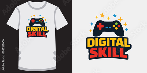 Digital skill video game controller t shirt design for players.