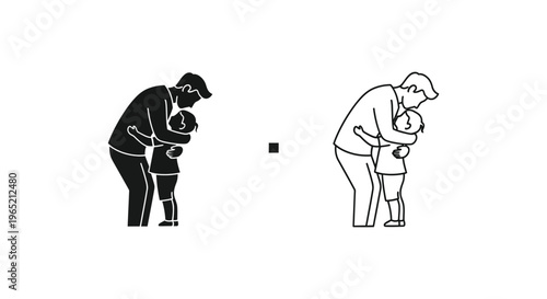 Father and child silhouette evolution family growth Vector