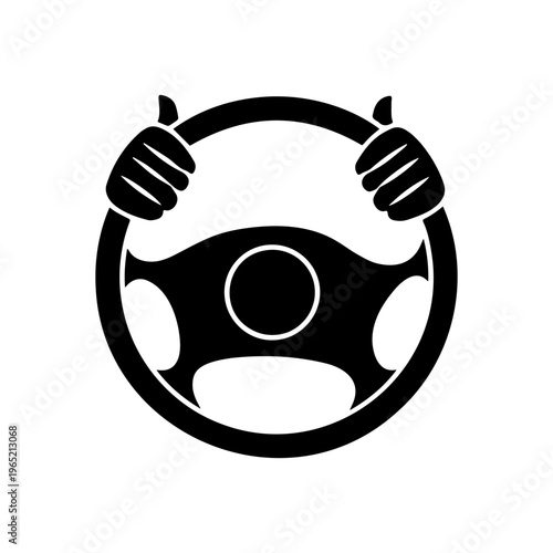 Hands on Wheel Car Safety Illustration.