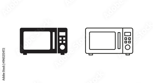 Microwave oven line icons Vector