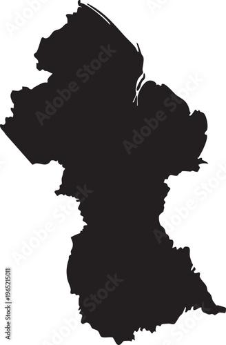 Black silhouette map of Guyana a simple vector illustration representing the countrys geography for travel or informational purposes isolated on white