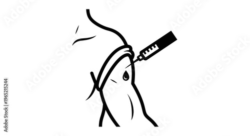 Close-up of a syringe injecting a vaccine into a person's arm, medical concept