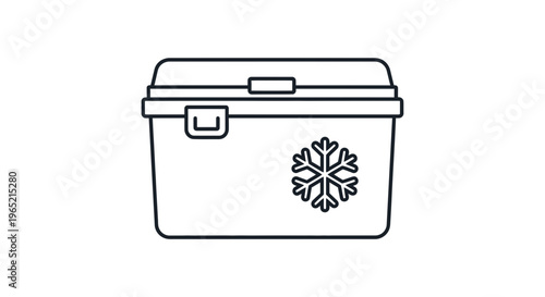Cooler box icon with snowflake symbol, portable ice chest for food and drinks