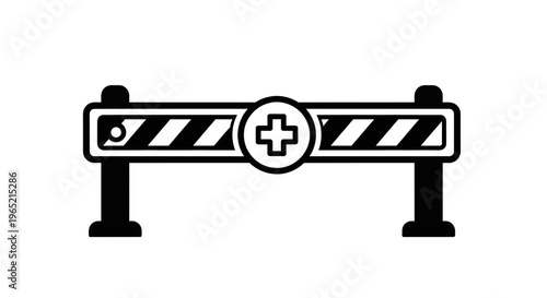 Construction Barrier with Medical Cross Symbol, Safety and Health Protection Concept