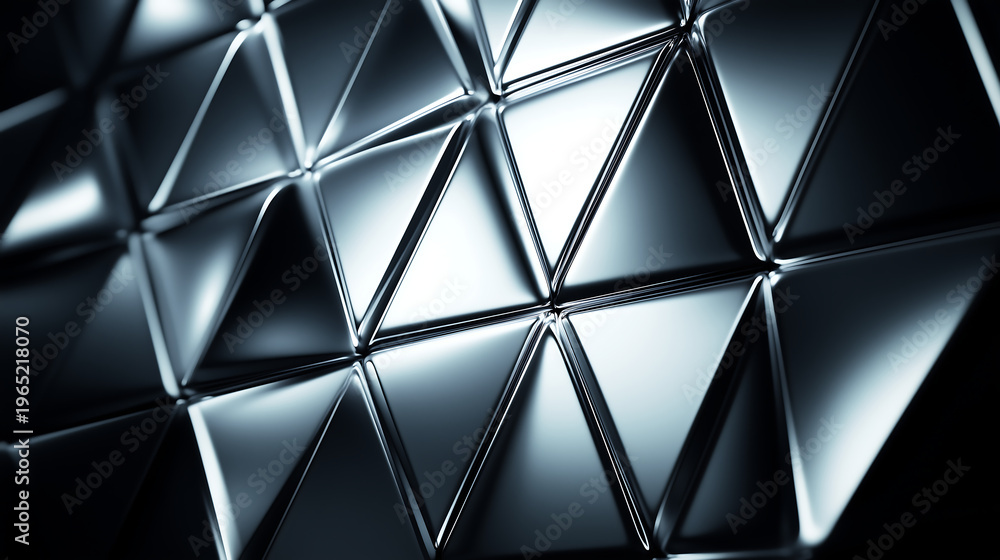 Fototapeta premium Close-up of metallic triangular patterns.