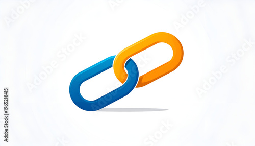 Free Download Two chain links connected in a cartoon style illustration with blue and yellow colors - GFXLoad