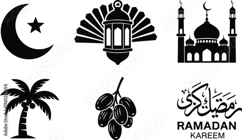 Ramadan kareem islamic symbols and icons