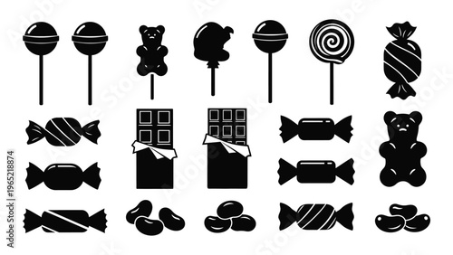 Black and white candy icons
