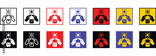 Keep Away From Sunlight banner web icon line outline color vector illustration