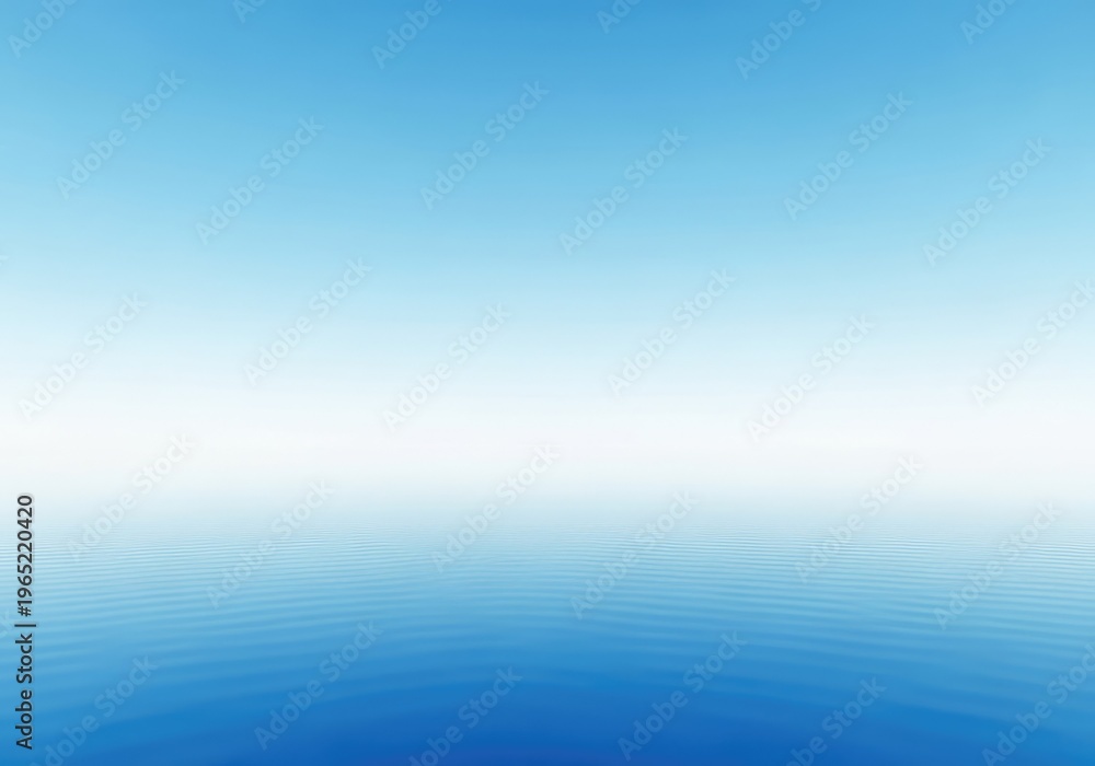 Fototapeta premium Calm minimalist scene of still water reflecting an empty, peaceful pale blue sky creating a serene background and copy space, minimalism, outdoor, pale