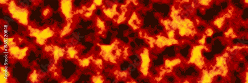 Liquid abstract fire seamless bg.  Lava or melting ground top view. Sun photosphere vector pattern. Boiling plasma