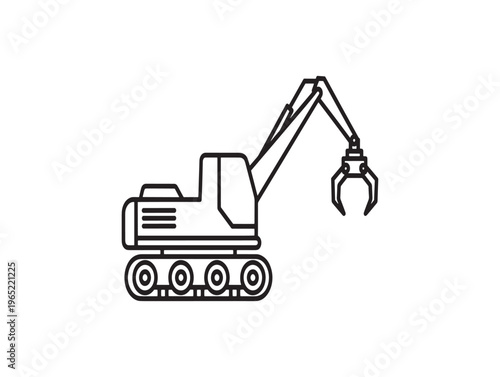 Heavy duty excavator, construction equipment, industrial machinery, heavy machinery icon