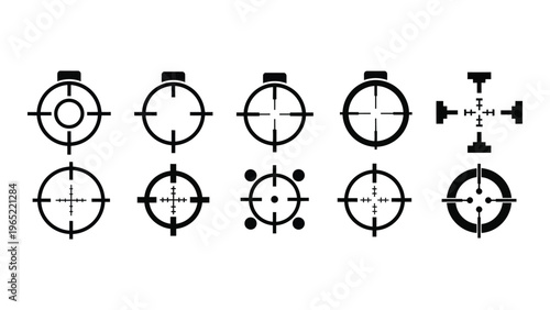 A collection of various rifle scope reticle patterns and designs