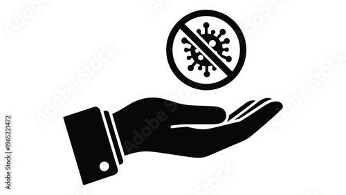 No touching warning sign with germs symbol