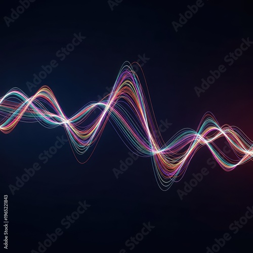 Dynamic flow of neon energy and radiant abstract lines creating a rhythmic visual pulse against a deep, dark expanse for backdrop, background, graphic, intense