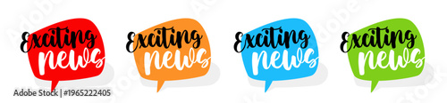 Text "Exciting news" on speech bubble	