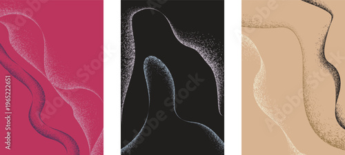 Abstract grain noise wave texture background with soft curved lines useful for posters, overlays. Minimal organic flow lines with subtle grainy texture. Fluid noised curves effect. Vector
