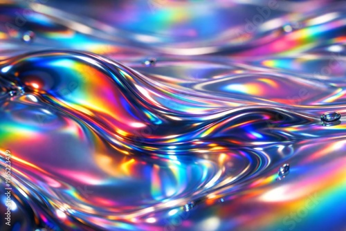 Iridescent Fluid Surface Abstract Glossy Design