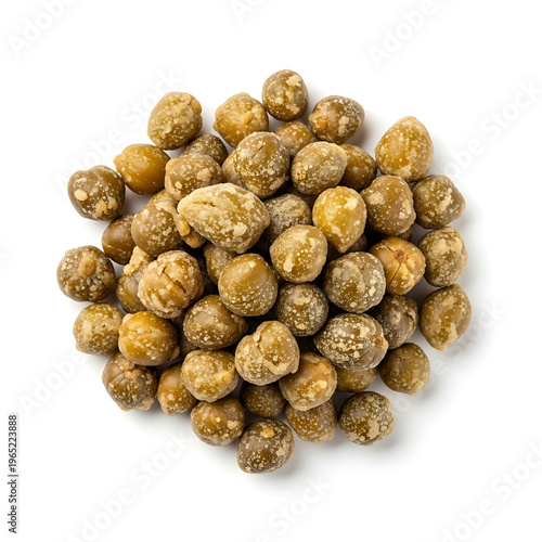 Delicious pile of briny pickled capers, small green flower buds, often used in gourmet cooking