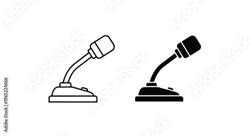 Professional conference microphone icon - Solid vector icons - Clipart, sticker - icon set